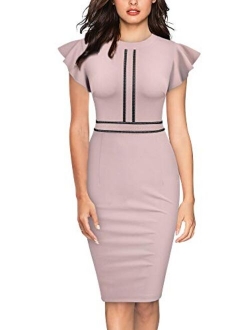 Women's 1950s Retro Ruffle Style Cocktail Party Pencil Dress