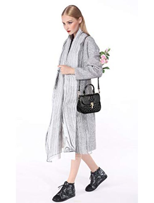 PIJUSHI Leather Crossbody Shoulder Bags for Women Designer Crocodile Purse Satchel Handbag