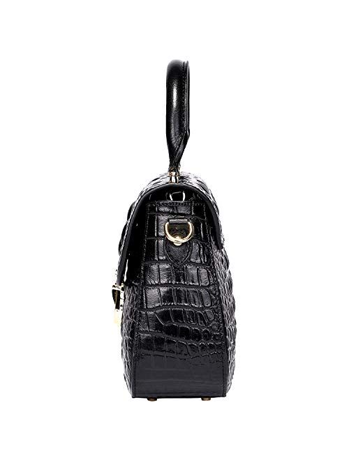 PIJUSHI Leather Crossbody Shoulder Bags for Women Designer Crocodile Purse Satchel Handbag