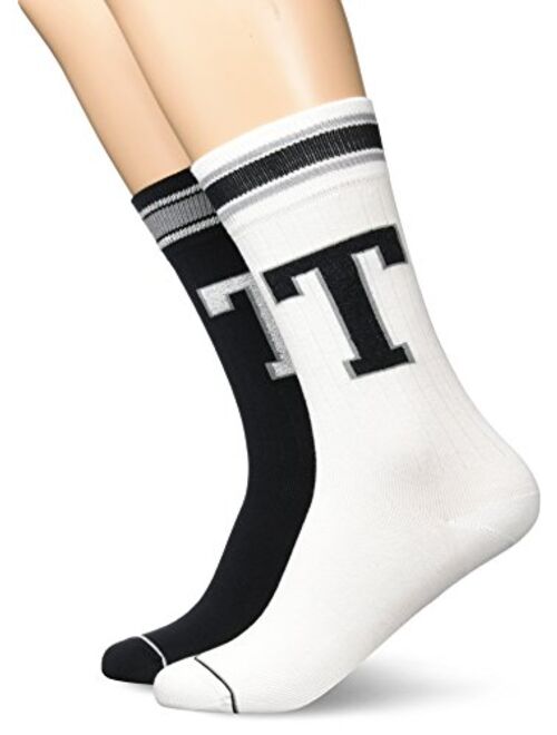 Tommy Hilfiger 2-Pack Retro Logo Ribbed Men's Sports Socks, Navy/Red