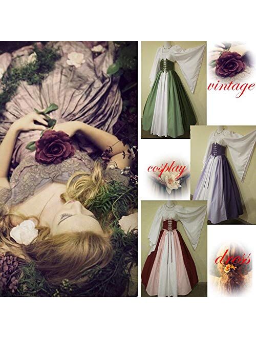 Abaowedding Women's Renaissance Medieval Costumes Dress Trumpet Sleeves Gothic Retro Gown