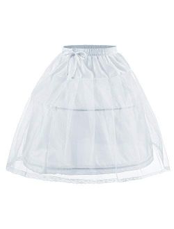 Flower Girls Petticoat with 2 Hoops Full Slip Elastic Child's Crinoline Underskirt