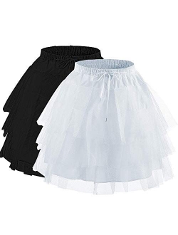 Flower Girls Hoopless Petticoat Slip with 3 Layers Elastic Kids Crinoline Underskirt