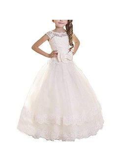 Ball Gown Lace up Flower First Communion Girl Dresses