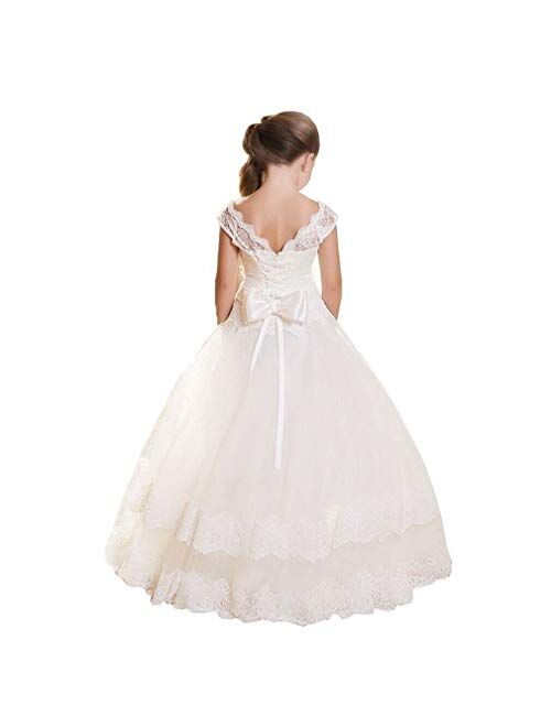 Abaowedding Ball Gown Lace up Flower First Communion Girl Dresses