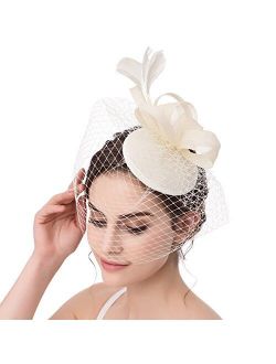 Feather Fascinator Cocktail Party Hair Clip Pillbox Hats