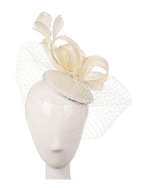 Abaowedding Feather Fascinator Cocktail Party Hair Clip Pillbox Hats