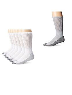 Men's Dri-Tech Work Crew Socks One Size White/Grey 10-13 Sock/6-12 Shoe