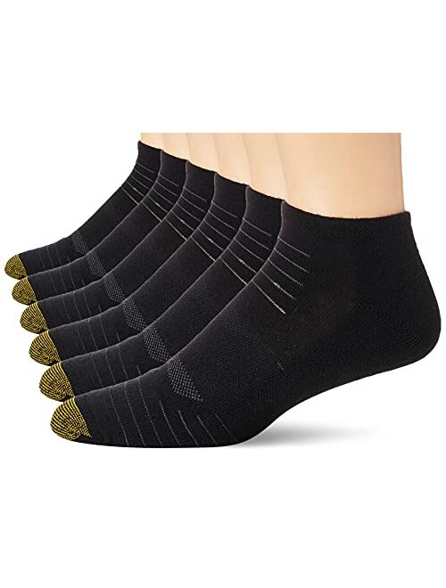Gold Toe Men's Tech No Show Socks, 6-Pairs, Black, Large