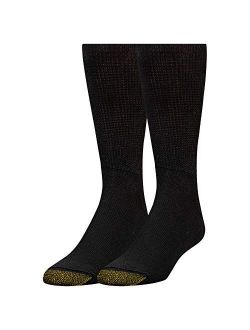 Men's Non Binding Super Soft Crew Socks, 2-Pairs, Black, Large