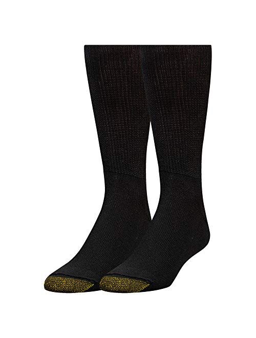 Gold Toe Men's Non Binding Super Soft Crew Socks, 2-Pairs, Black, Large
