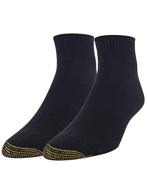 Gold Toe Men's Non Binding Super Soft Quarter, 2-Pairs, Black, X-Large