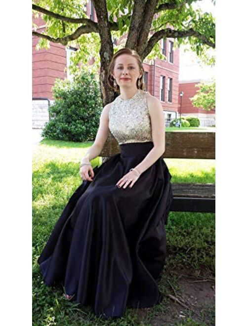 HEIMO Women's Sequined Evening Party Gowns Beading Formal Dress for Teens Prom Dresses Long H160