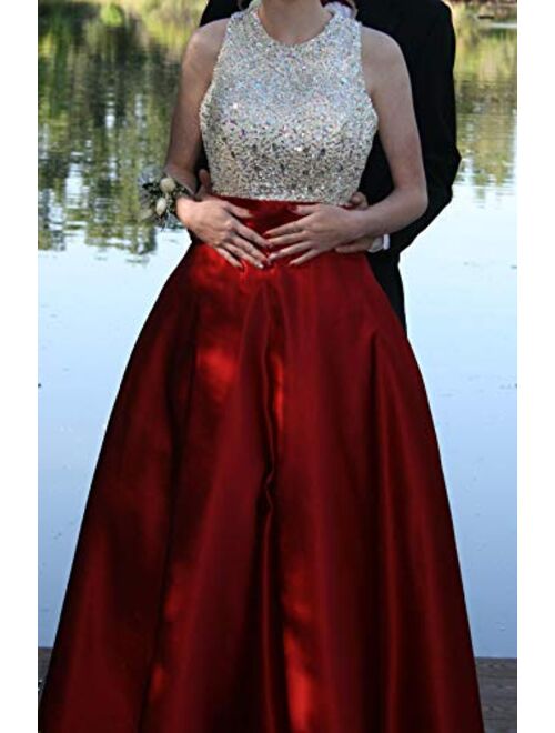 HEIMO Women's Sequined Evening Party Gowns Beading Formal Dress for Teens Prom Dresses Long H160