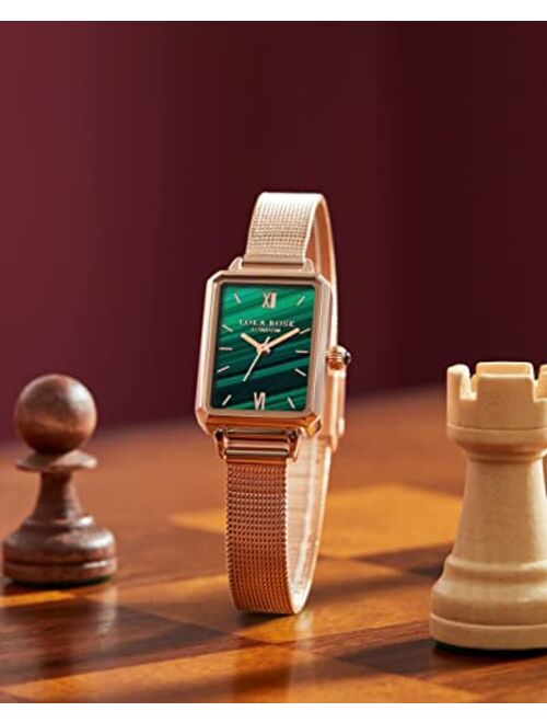 Lola Rose Women's Blue Sandstone Watch with Rose Gold Tone Milanese Steel Band