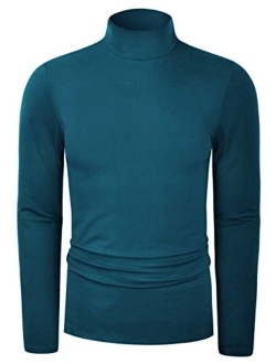 TAPULCO Men Turtleneck Long Sleeve Knitted Pullover Basic Slim Fit Casual Soft Comfy T Shirts