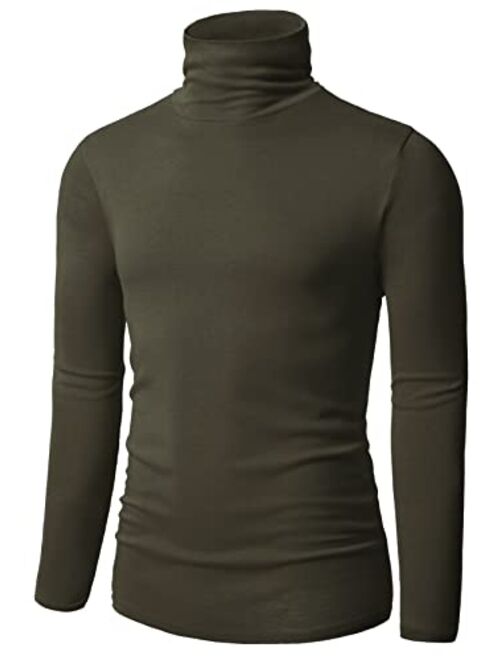 TAPULCO Men Turtleneck Long Sleeve Knitted Pullover Basic Slim Fit Casual Soft Comfy T Shirts