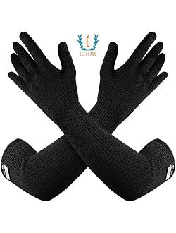 100% Kevlar Gloves with Sleeves by Dupont- Anti Scratch, Heat & Cut Resistant Sleeves Gloves, Safety Sleeves- Long Arm Protectors- Welding, Kitchen, Gardening, Pet Groomi