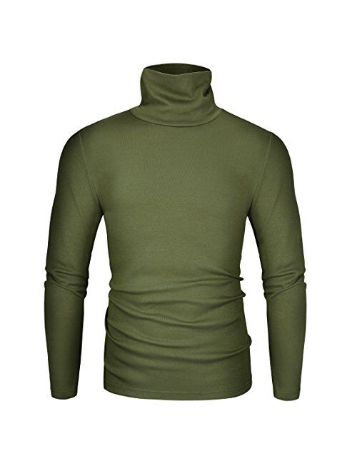Derminpro Men's Slim Fit Soft Turtleneck Long Sleeve Pullover Lightweight T-Shirt