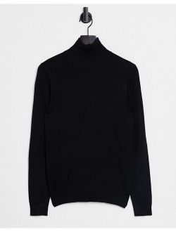 roll neck sweater in black