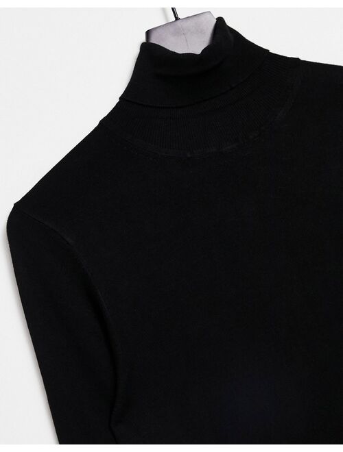 River Island roll neck sweater in black
