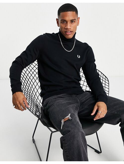Fred Perry roll neck sweater in black