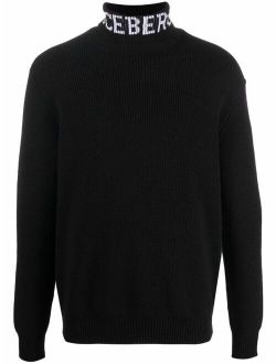 logo-neckline jumper turtle neck long sleeve solid pullover sweater