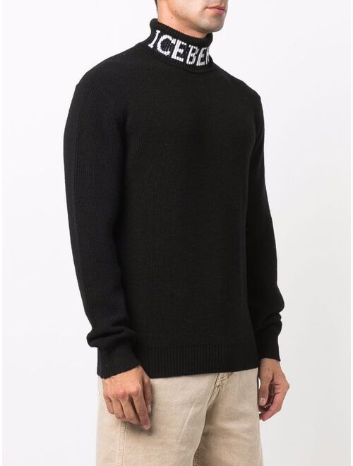 logo-neckline jumper turtle neck long sleeve solid pullover sweater