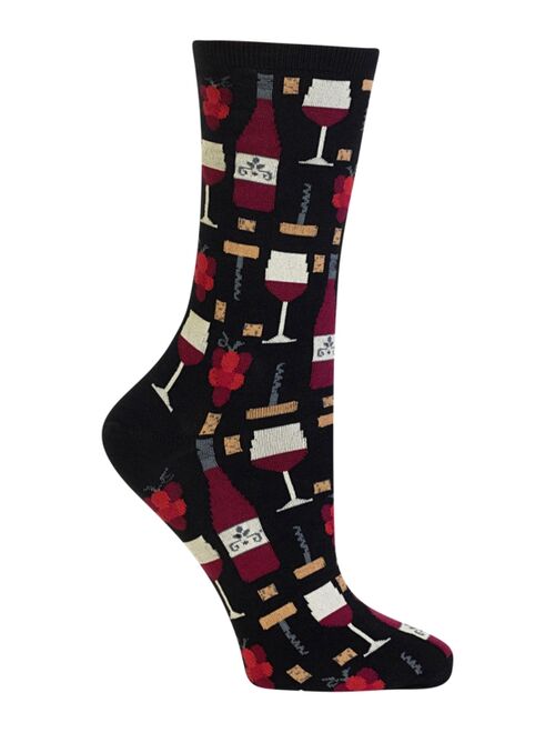 Hot Sox Women's  Wine Print Fashion Crew Socks