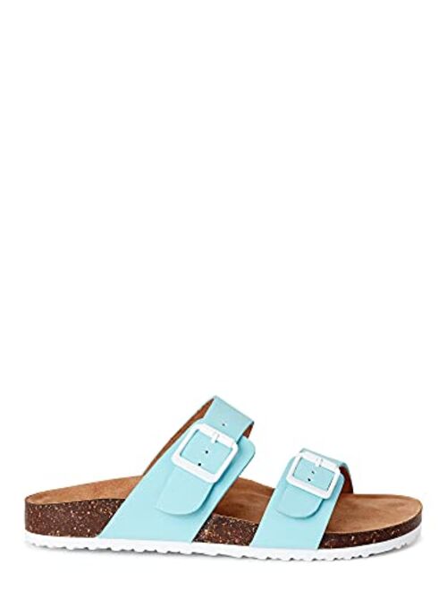 Time and Tru Women's Two Band Footbed Slides