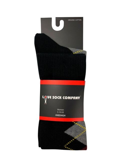 Love Sock Company Argyle Knee High Organic Cotton Super Soft Knee High Socks