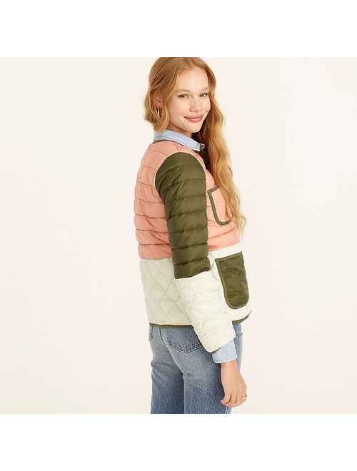 J.Crew Quilted puffer jacket with PrimaLoft® in colorblock