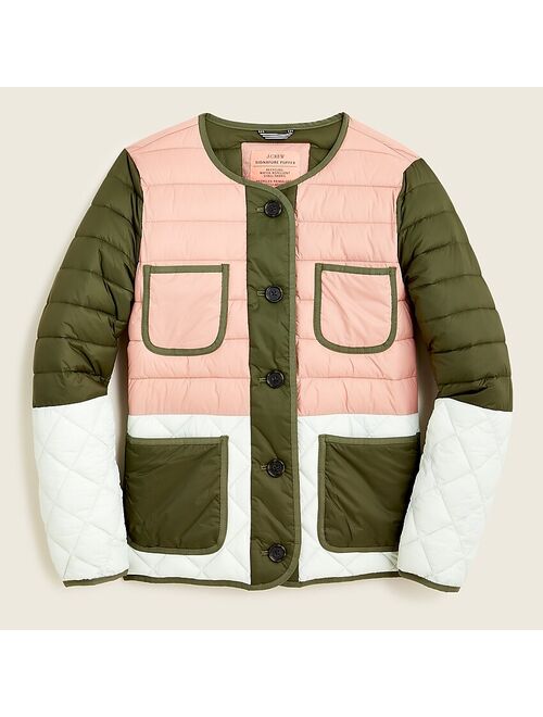 J.Crew Quilted puffer jacket with PrimaLoft® in colorblock