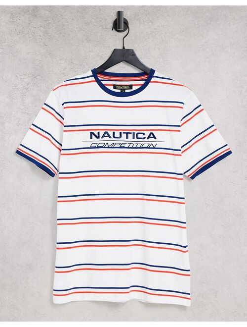 Nautica columbus engineered stripe t-shirt in white