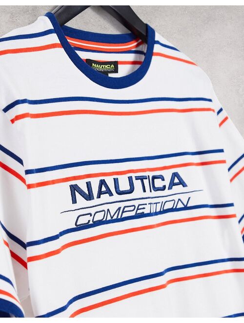 Nautica columbus engineered stripe t-shirt in white