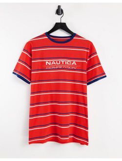 columbus engineered stripe t-shirt in red