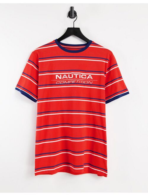 Nautica columbus engineered stripe t-shirt in red