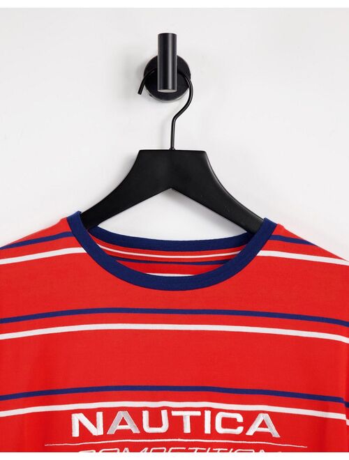 Nautica columbus engineered stripe t-shirt in red