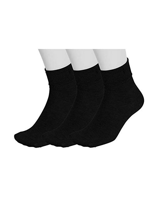 Polo Ralph Lauren Women 3 Pack Pair Turncuff Crew Sock One Size Black