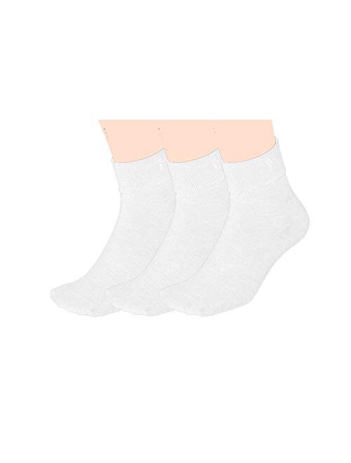 Polo Ralph Lauren Women 3 Pack Pair Turncuff Crew Sock One Size White