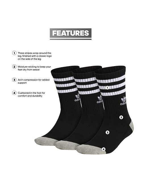 adidas Originals Men's Roller Crew Socks (3-Pair)