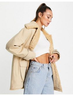 Hero borg parka coat in camel