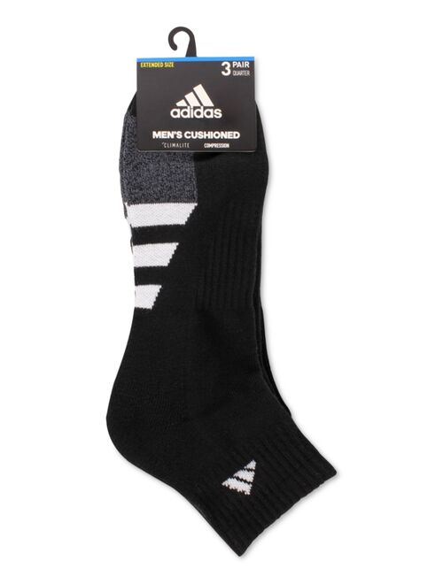 Adidas 3-Pk. Men's Cushioned Quarter Socks