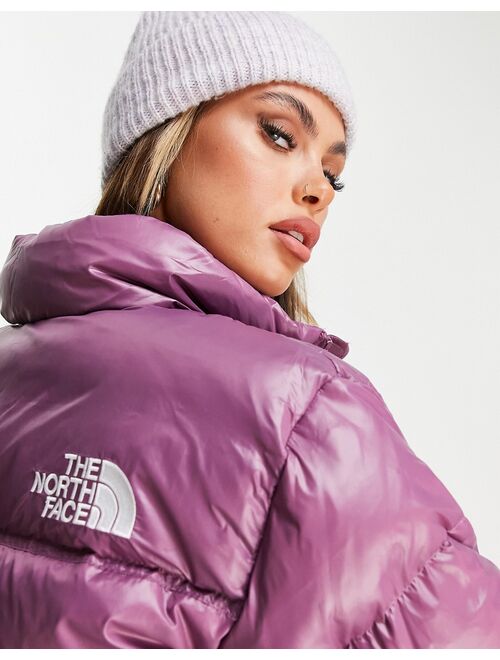 The North Face Nuptse cropped jacket in purple