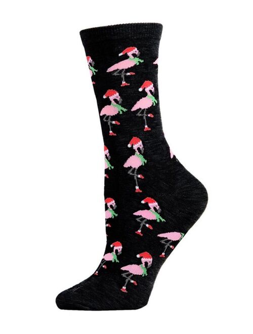 MeMoi Women's Flamingos Holiday Crew Socks