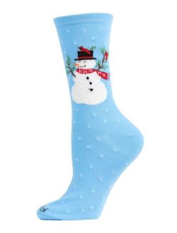 Women's Snowman Bird Holiday Crew Socks