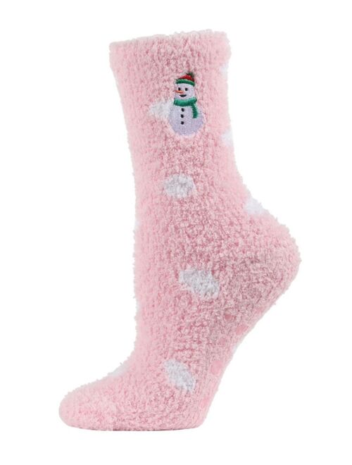 MeMoi Women's Polka Dot Snowman Embroidery Cozy Socks