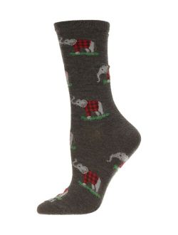 Women's Elephants In Plaid Rayon from Bamboo Crew Socks