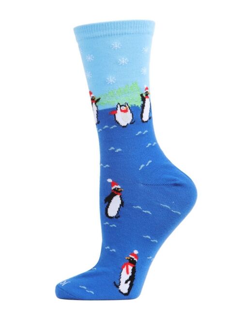 MeMoi Women's Penguins Holiday Crew Socks