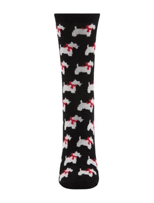 MeMoi Ribbon Collar Dog Cashmere Women's Crew Socks